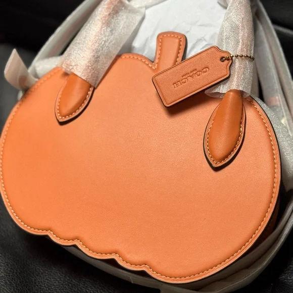 NWT Coach Orange Pumpkin Leather Bag CU868 - Picture 10 of 11
